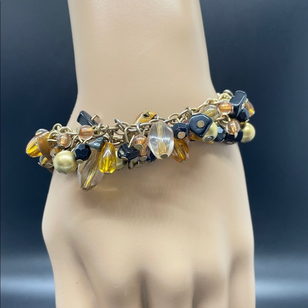 Vintage 90’s Amber & Black Beaded Cluster Bracelet